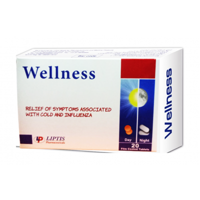 WELLNESS  (DEXTROMETHORPHAN + DIPHENHYDRAMINE + PARACETAMOL (ACETAMINOPHEN) + PSEUDOEPHEDRINE ) 20 F.C.TABLETS